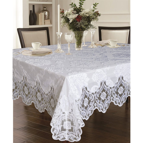 Violet Linen Deluxe Rectangle Floral Polyester Tablecloth & Reviews